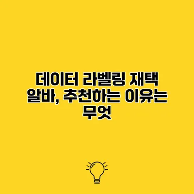 데이터 라벨링 재택 알바, 추천하는 이유는 무엇?