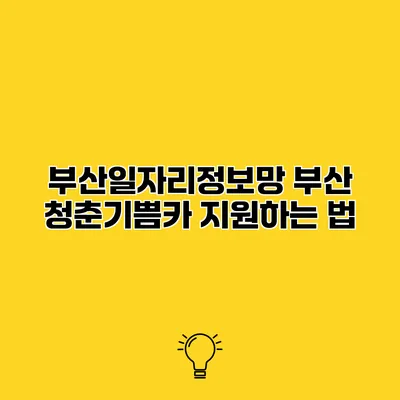 부산일자리정보망 부산 청춘기쁨카 지원하는 법