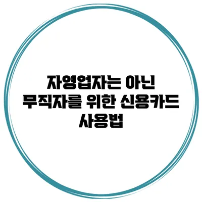 자영업자는 아닌 무직자를 위한 신용카드 사용법