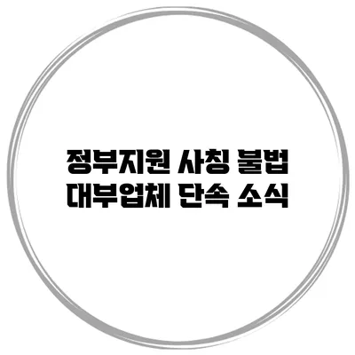 정부지원 사칭 불법 대부업체 단속 소식