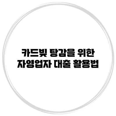 카드빚 탕감을 위한 자영업자 대출 활용법