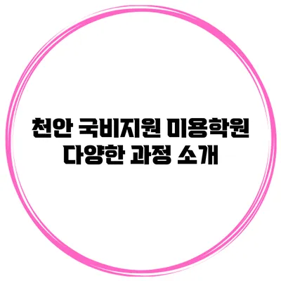 천안 국비지원 미용학원 다양한 과정 소개